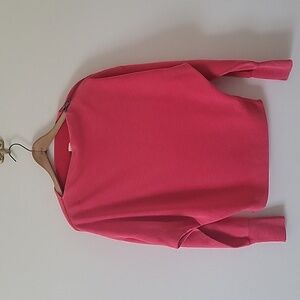 We the Free Nikala Red Ribbed Knit Top Shoulder Zip Dolman Sleeves Size Medium